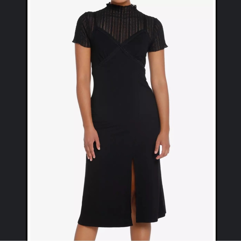 Cosmic Aura Black Lace Cami Twofer Dress